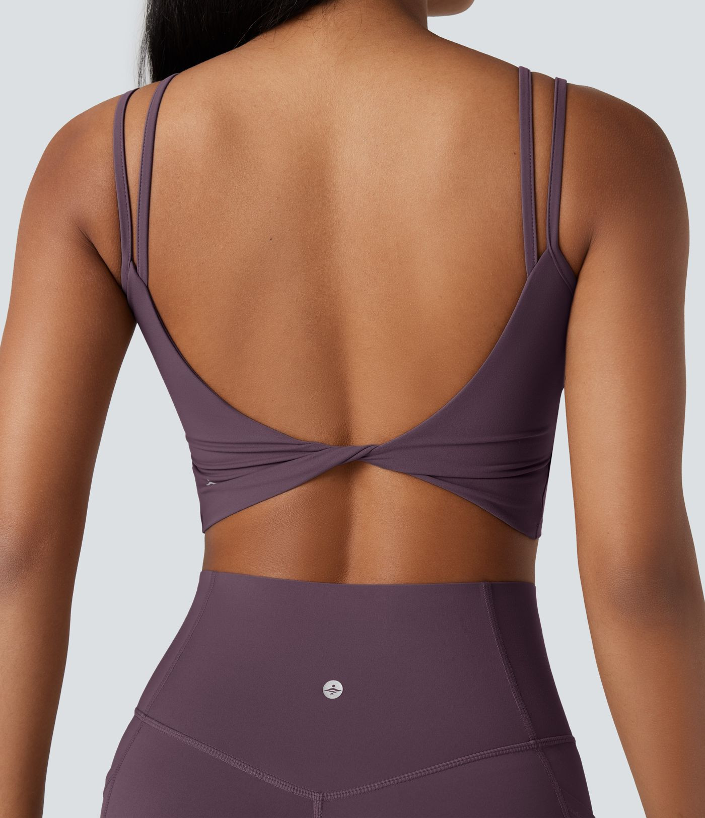Halara UltraSculpt\u2122 Double Straps Twisted Backless Cropped Yoga Tank Top | HALARA
