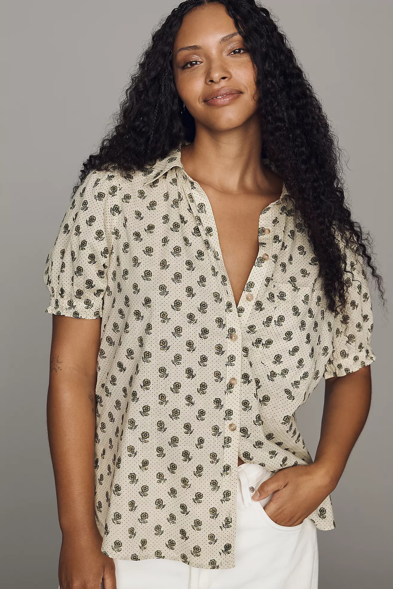 Pilcro Aly Puff-Sleeve Blouse | Anthropologie (US)