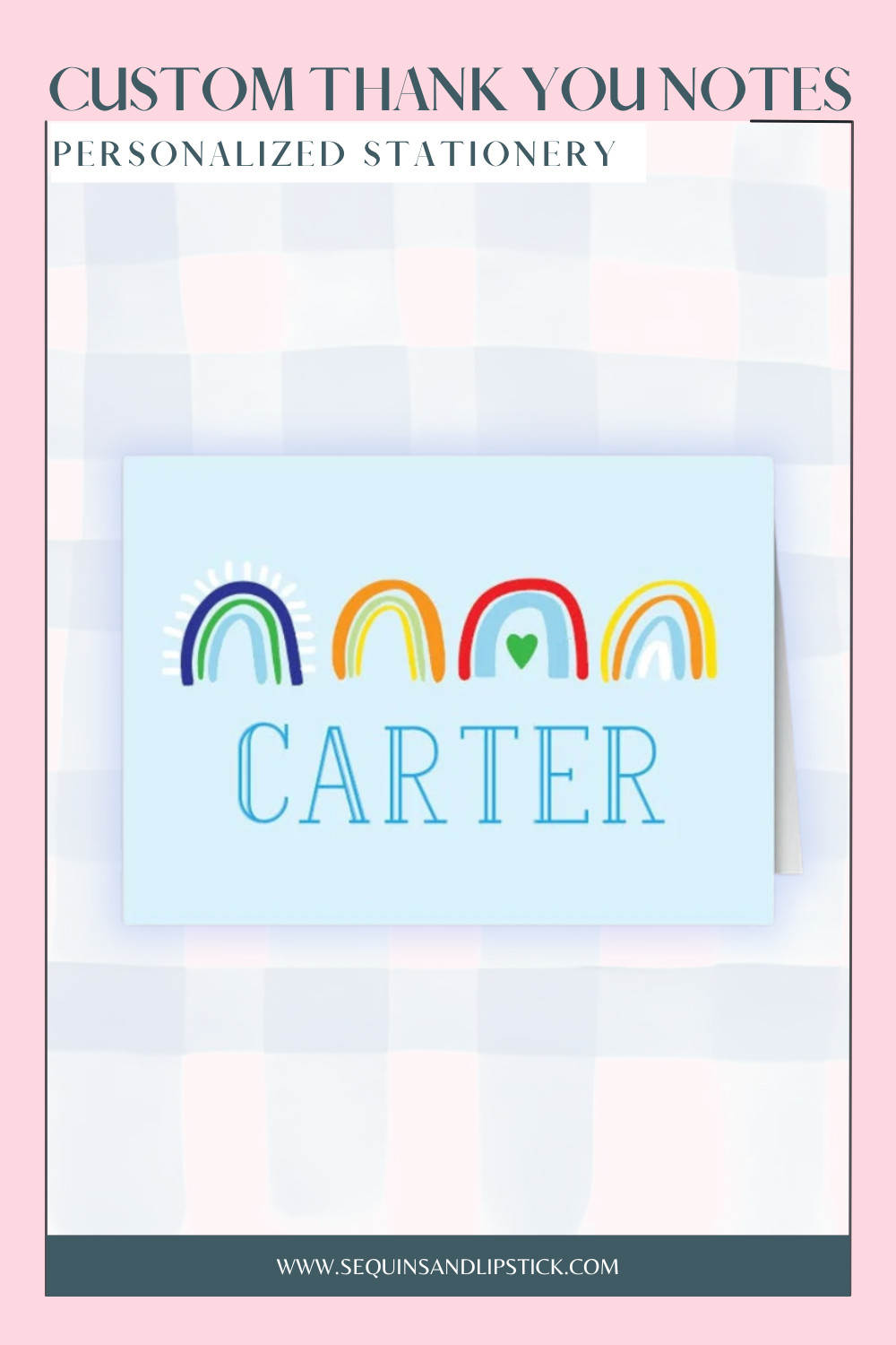 Say thank you in the sweetest way with personalized stationery! These custom rainbow thank you notes make thoughtful gifts for birthdays, baby showers, teacher gifts, or everyday correspondence. Personalized with your child's name, they're perfect for expressing gratitude in style and make a keepsake families will treasure. 

 #LTKSeasonal #LTKBaby #LTKKids