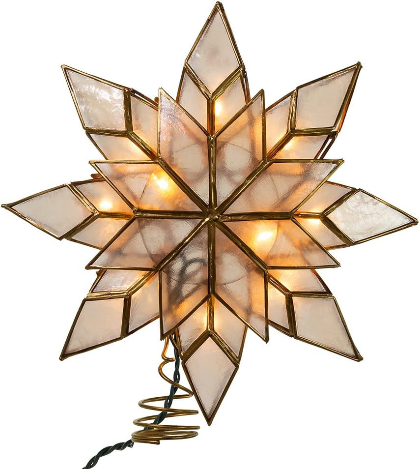Kurt Adler 8.5-Inch Capiz Star Tree Topper with 10 Clear Lights and 1 Spare Bulb | Amazon (US)