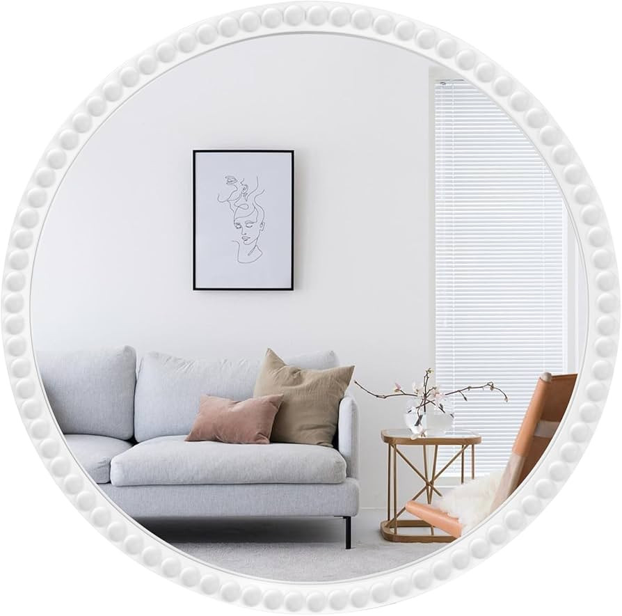 WallBeyond Round Mirrors for Wall Decor, 30 inch Wall Mirror Decorative with Beaded Framed for Ho... | Amazon (US)