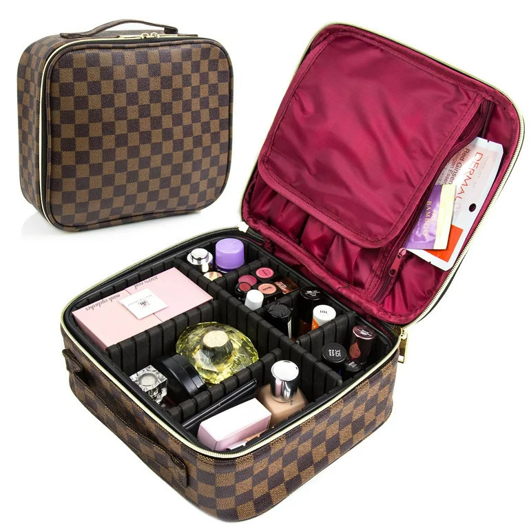 T.SHEEP Checkered Makeup Organizer Cosmetic Bags  Louis Buitton Dupe  Inspired  Toiletry Travel Bag  | Walmart (US)