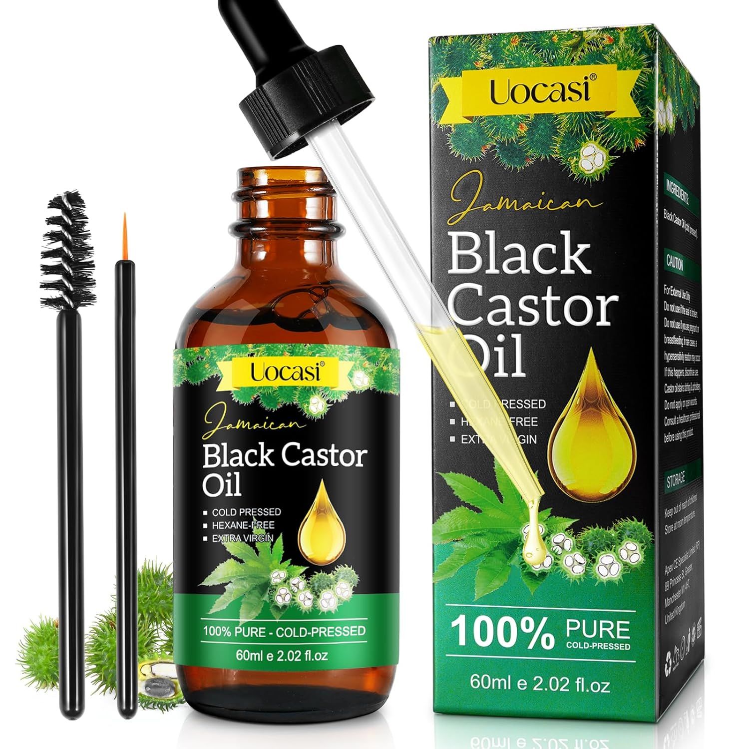 Jamaican Black Castor Oil,100% Pure and Natural Organic Castor Oil Cold Pressed Glass Bottles, Ha... | Amazon (US)