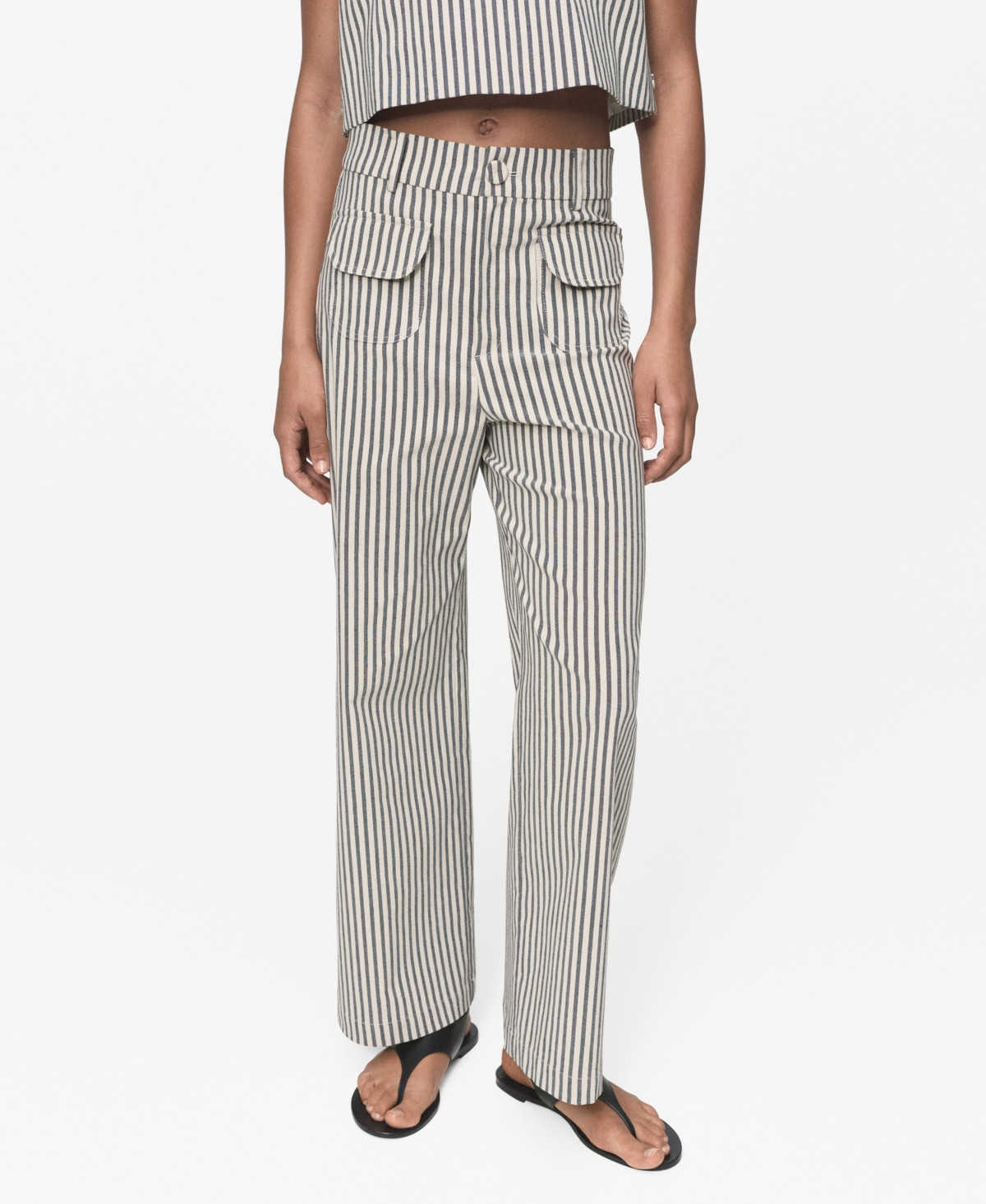 Mango Women's Pockets Striped Pants - Ecru | Macy's
