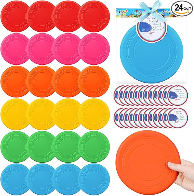 24 Set End of School Year Gift Include 24 Pcs 7'' Flying Disc Rubber Flyer Disks 24 Pcs Gift Card... | Amazon (US)