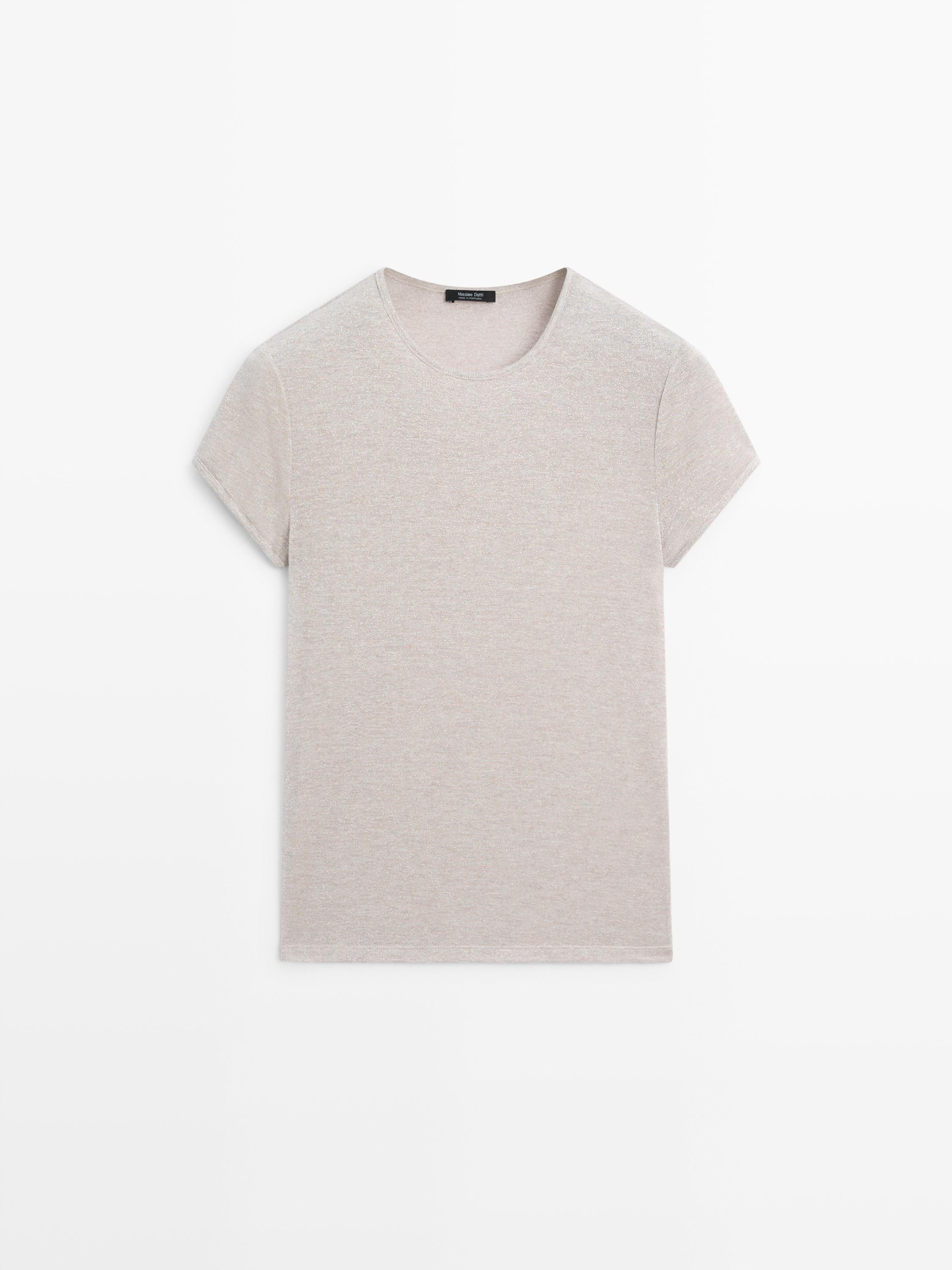 T-shirt à manches courtes détails brillants | Massimo Dutti FR