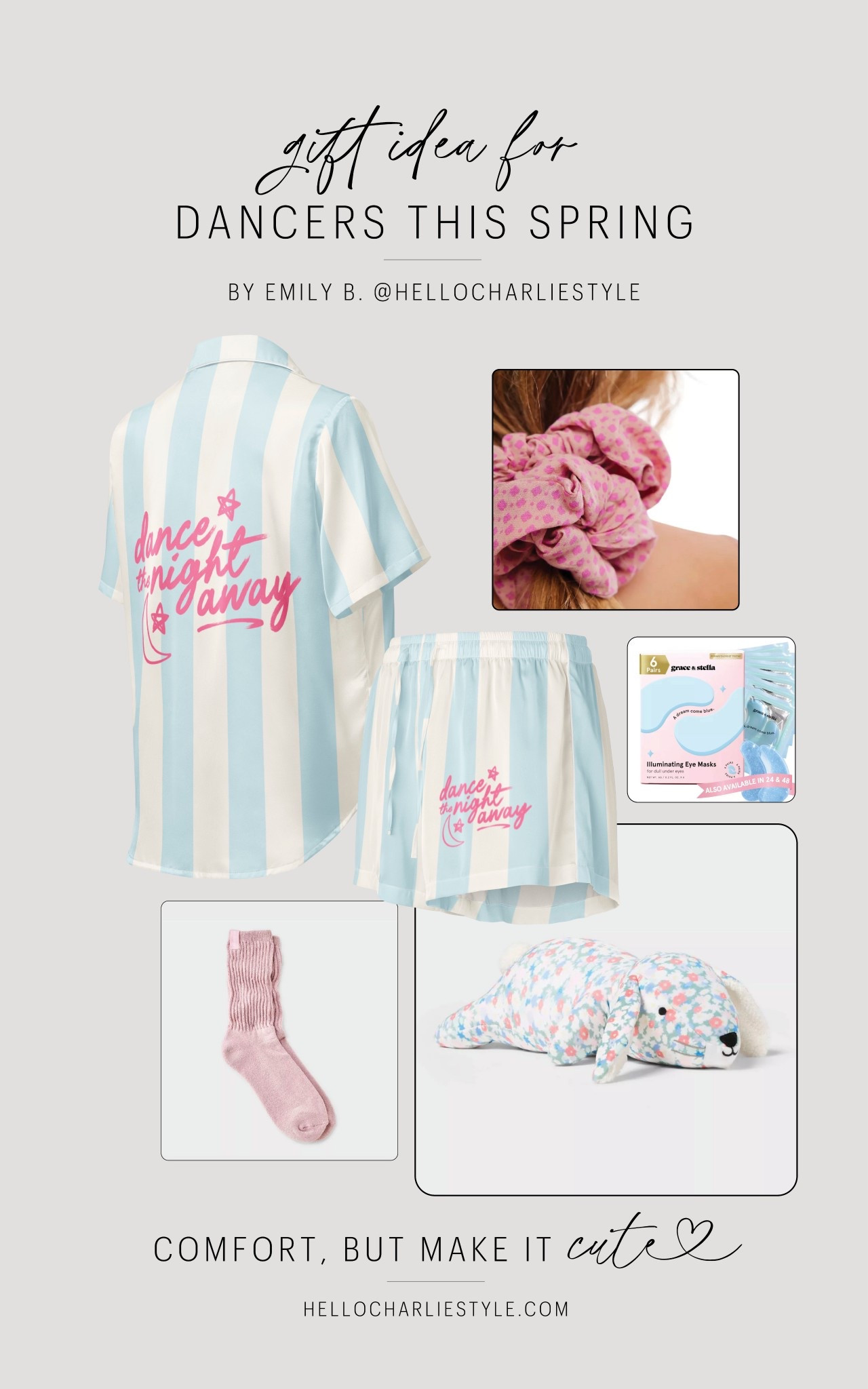 A fun gift for girls this spring - satin pajama set, scrunchie, slouchy socks and the cutest floral bunny! 

#dancegifts #girlygift 

#LTKKids #LTKootd