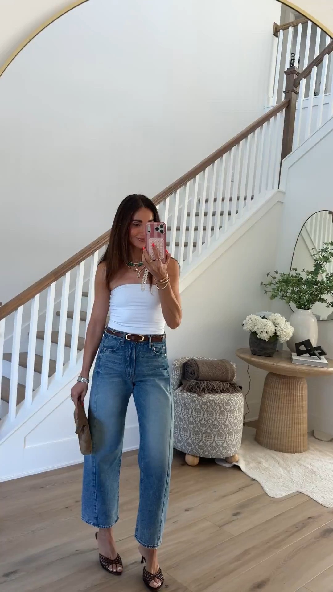 Dinner OOTD with the easiest jeans and a strapless top. Added a belt, layered necklaces and heels to dress up the denim without overthinking it.

dinner outfit, date night outfit, jeans outfit, strapless top, denim outfit, going out outfit, casual dinner look, petite style, cropped jeans, heel outfit, everyday style, annabrstyle

#LTKootd #LTKSeasonal #LTKOver40