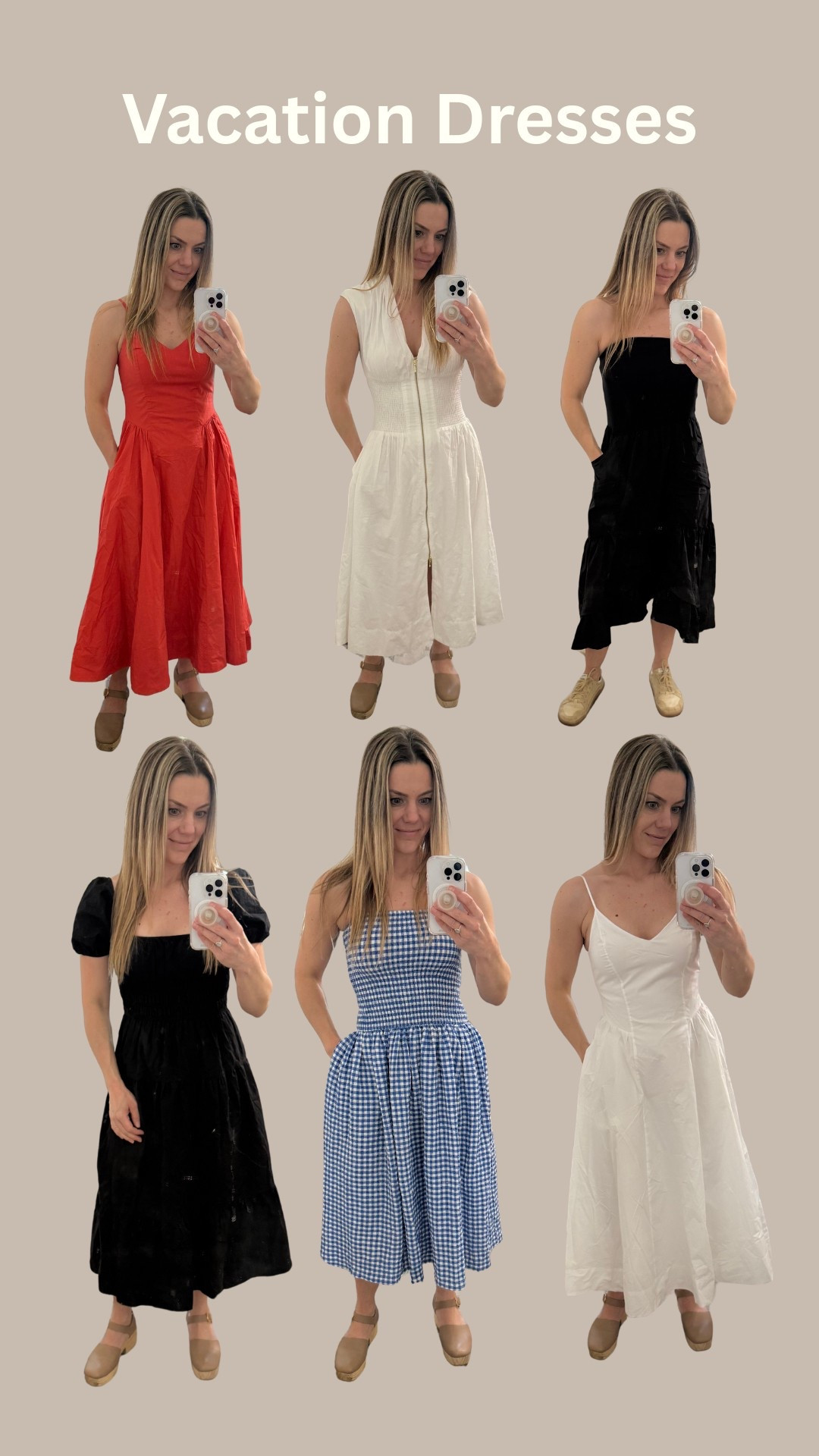 All fit true to size, except the Technique Poplin dresses from Aritzia - I sized down 2 sizes in this.