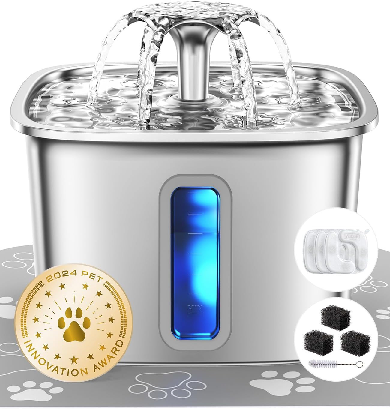 Veken Innovation Award Winner Stainless Steel Cat Water Fountain, 108oz, C1 | Amazon (US)