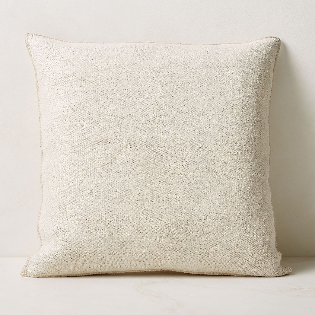 Vintage White Throw Pillow with Feather-Down Insert 23'' | CB2 | CB2
