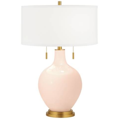 Color Plus Toby Brass 28" High Linen White Glass Table Lamp - #95R78 | Lamps Plus | Lamps Plus