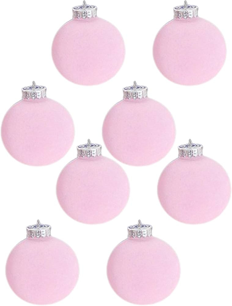 8Pcs Pink Velvet Christmas Ornaments Balls 3.15 in Flocked Ornaments for Christmas Tree Plastic C... | Amazon (US)