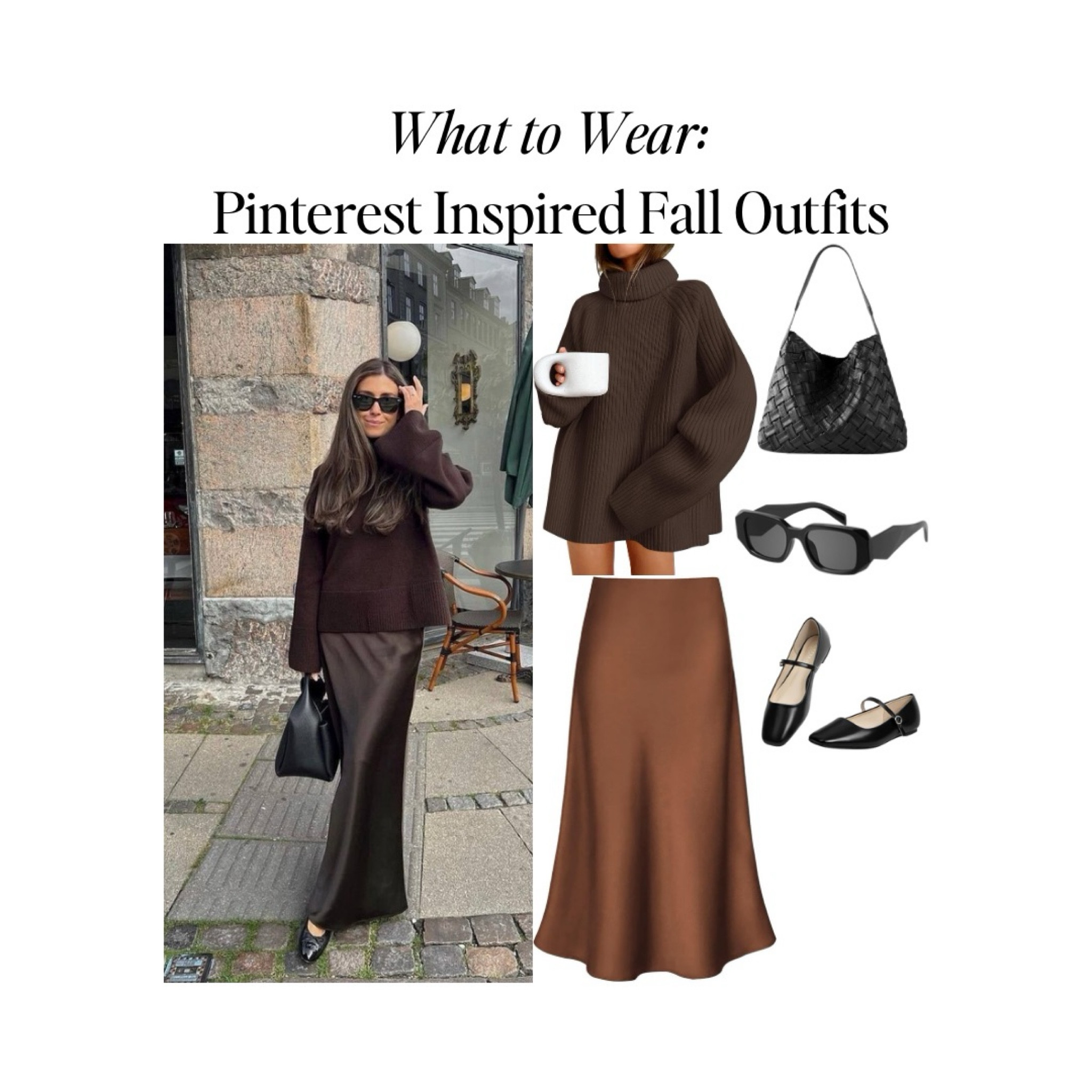 🍂 Pinterest vibes in full effect! 🍂 Loving this all-brown moment with a silky skirt and chunky knit sweater for that effortless fall chic. 🤎 Cozy meets classy with this combo, and I can’t get enough! What do you think of these neutral tones for autumn? #FallOutfitInspo #AllBrownEverything #PinterestVibes #SilkAndSweaters #NeutralFashion #CozyChic #FallStyle #OutfitOfTheDay