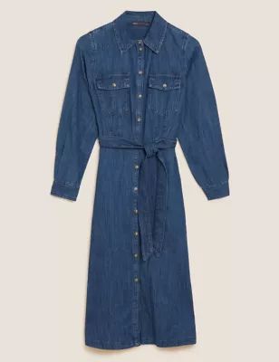 Denim Belted Midi Shirt Dress | Marks & Spencer (UK)