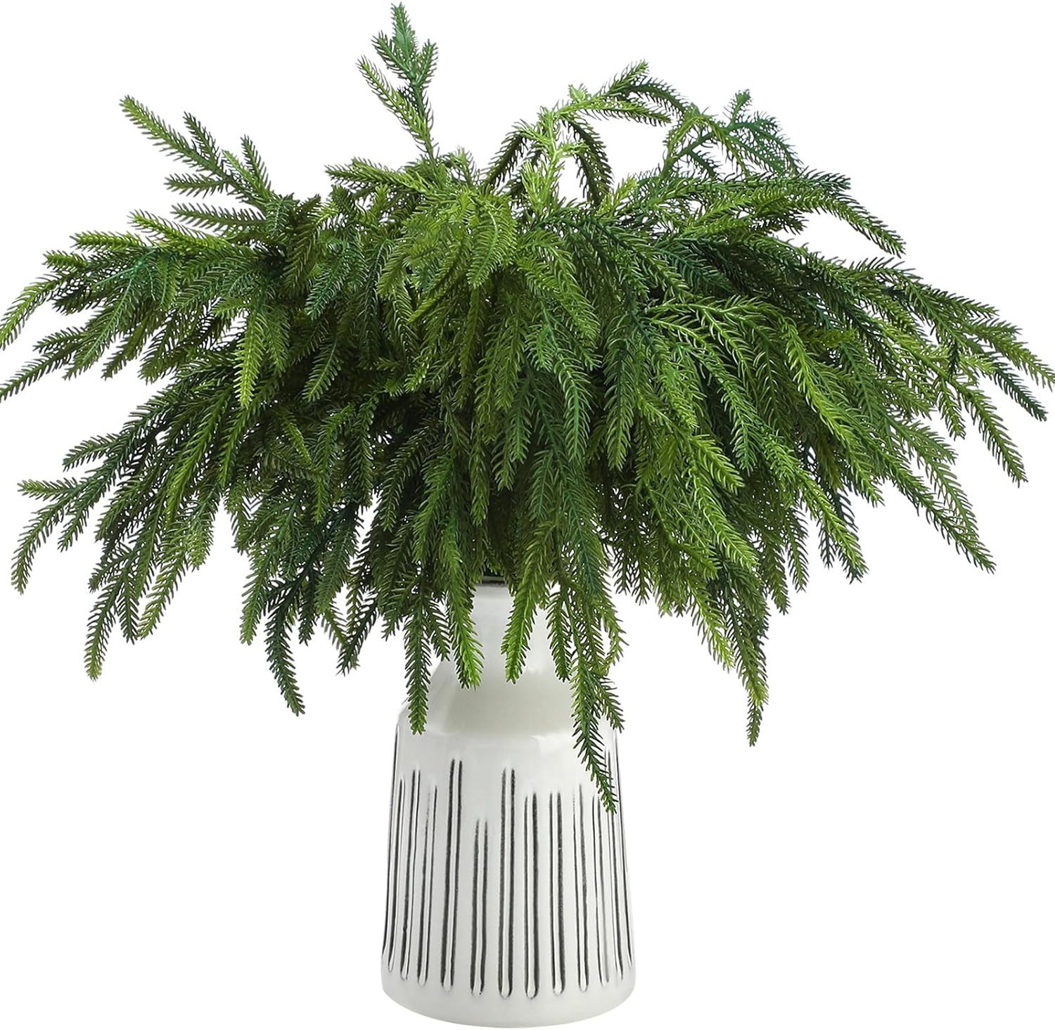 Jutom Christmas Norfolk Pine Branches, Artificial Norfolk Branch Faux Plants Greenery Stem Pine P... | Amazon (US)