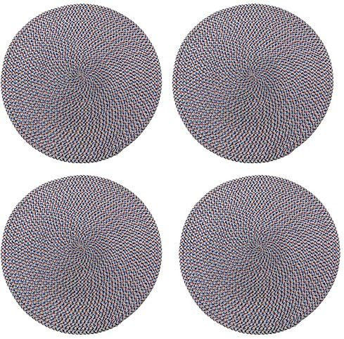 Northeast Home Goods Red White and Blue Glittered Americana Round Textured Placemats, Set of 4 | Amazon (US)