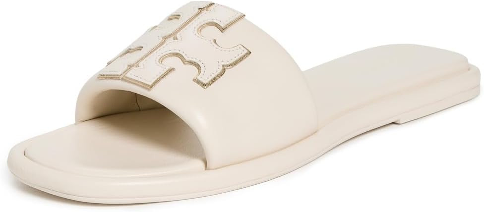 Amazon.com | Tory Burch Women's Double T Sport Slides, Light Cream/Gold, 7 Medium US | Sport Sand... | Amazon (US)