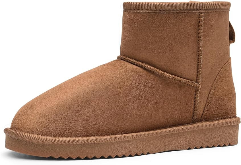 DREAM PAIRS Women's Black Brown Tan Grey Winter Snow Boots Classic Faux Fur Lined Slip On Ankle B... | Amazon (US)