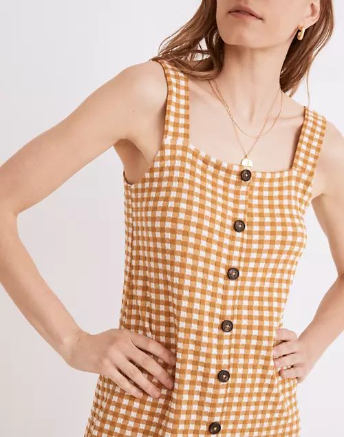 Jacquard Button-Front Mini Dress in Gingham Check | Madewell