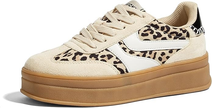 LUCKY STEP Platform Sneakers for Women Fashion Retro Thick Rubber Gum Sole Comfortable Tennis Ska... | Amazon (US)