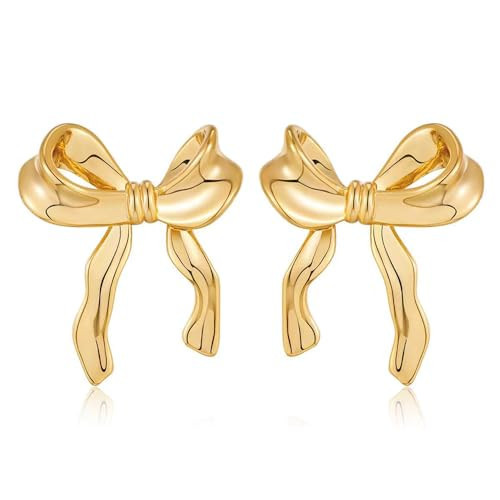 Gold Bow Earrings for Women Ribbon Bow Stud Earrings Bowknot Earrings Jewelry Gifts | Amazon (US)