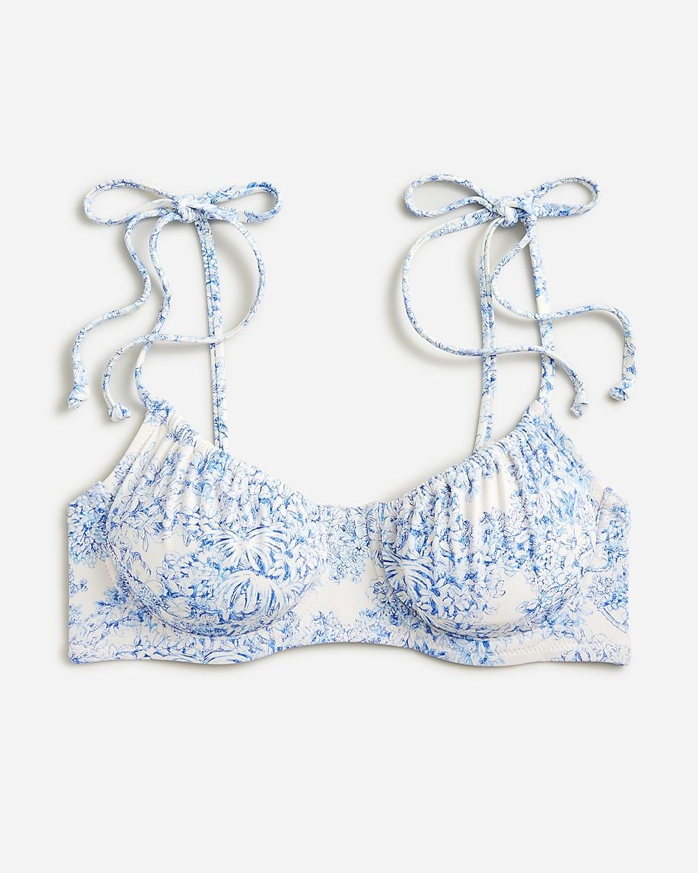 newRuched balconette bikini top in blue toile$79.50BlueSelect a sizeSize & Fit InformationView si... | J.Crew US