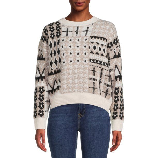 Dreamers by Debut Womens Multi Print Long Sleeve Pullover Sweater - Walmart.com | Walmart (US)