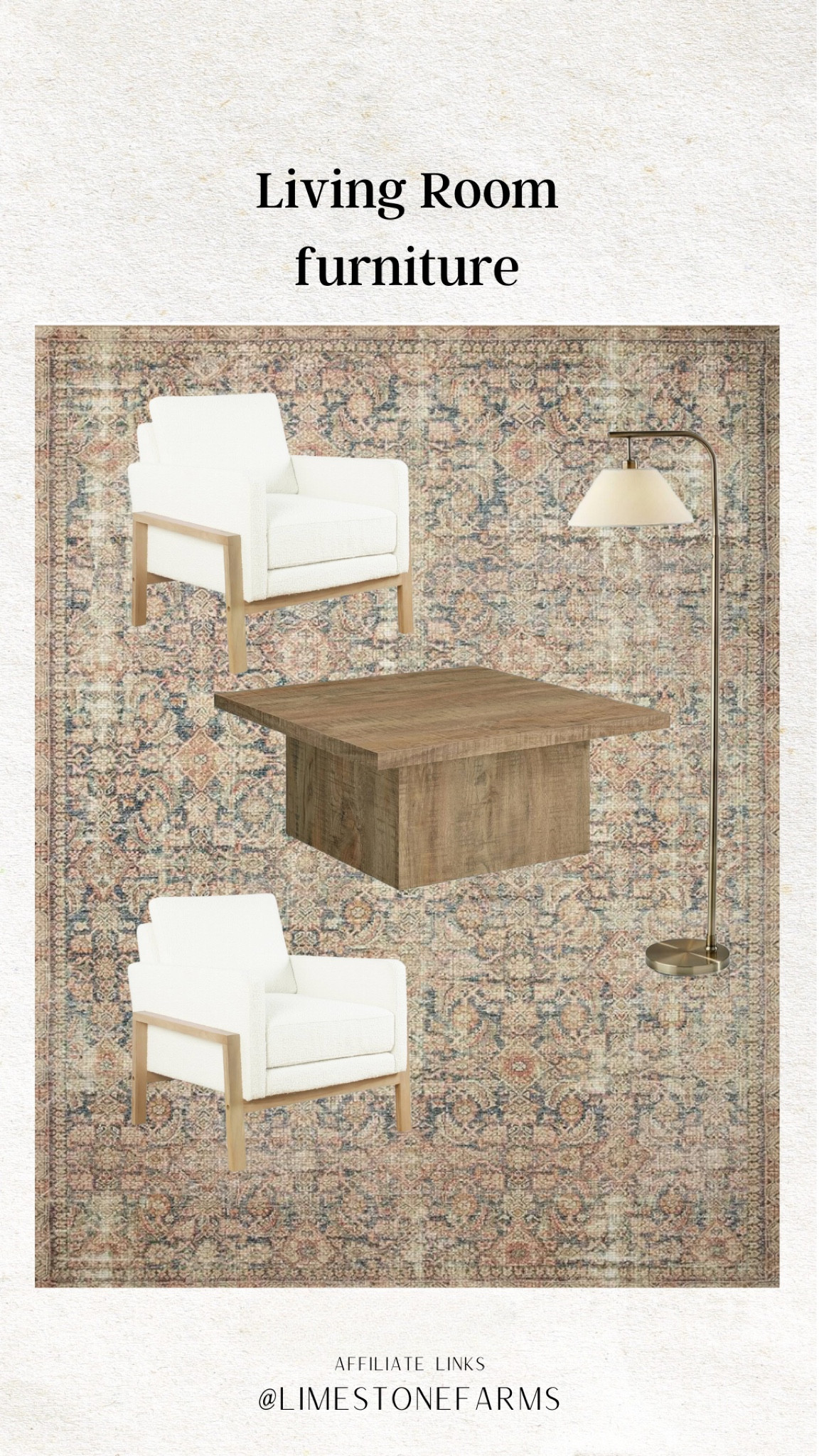 Living room furniture 

Neutral decor | Amazon accent chairs | boucle chairs | coffee table | lamp | loloi rug

#LTKSaleAlert #LTKStyleTip #LTKHome
