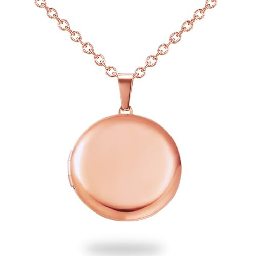 PHOCKSIN Rose Gold Round Lockets Necklace for Girlfriend Locket Necklaces that Holds 2 Pictures Memorial Lockets for Women | Amazon (US)