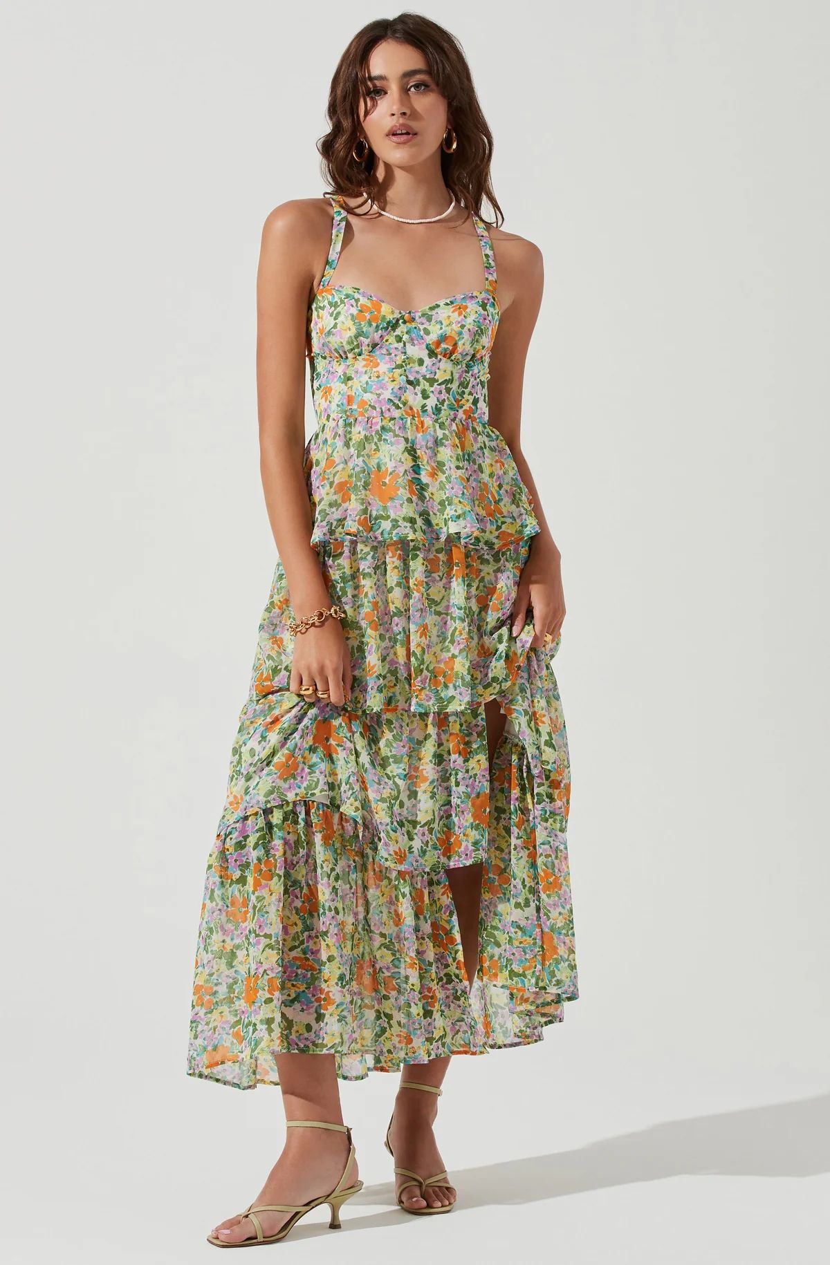 Midsummer Floral Tiered Midi Dress | ASTR The Label (US)