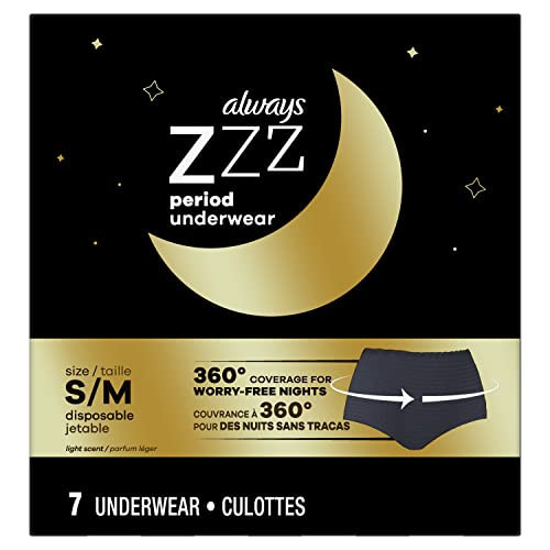 Always ZZZ Overnight Disposable Period Underwear for Women Size S/M, 360 Degrees Coverage, 7 Count | Amazon (US)