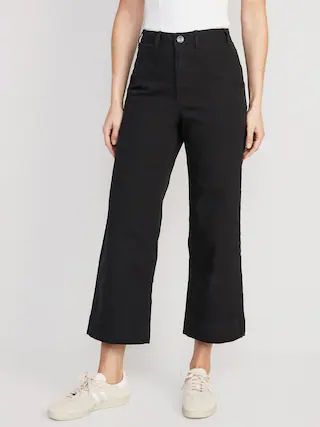 High-Waisted Wide-Leg Cropped Chino Pants | Old Navy (CA)