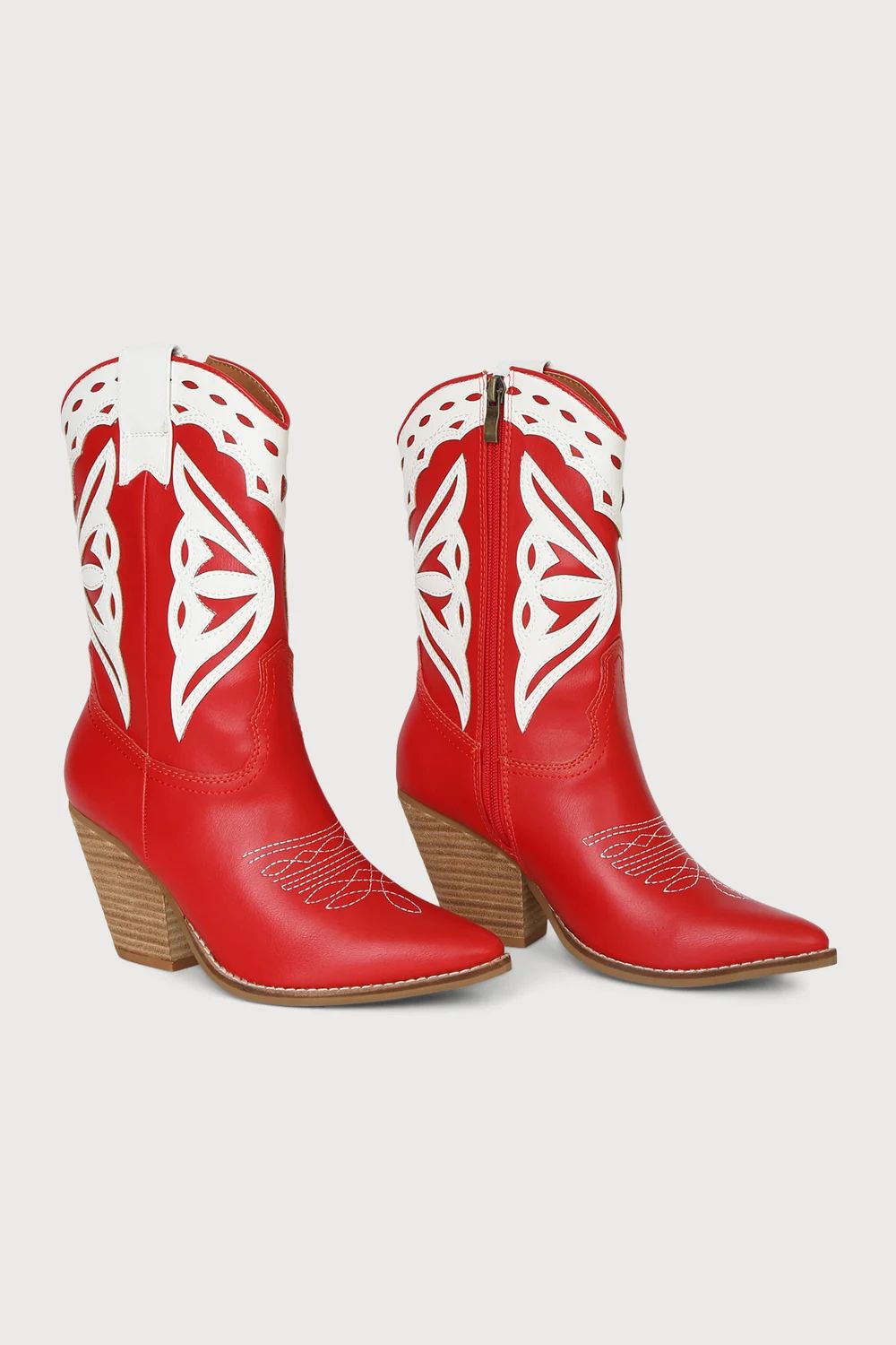 Beatrix Red Pointed-Toe Mid-Calf Western Boots | Lulus (US)