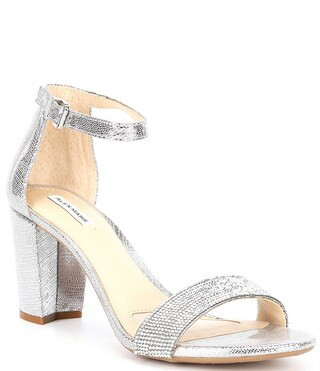 HalmarTwo Rhinestone Strap Block Heel Sandals | Dillard's