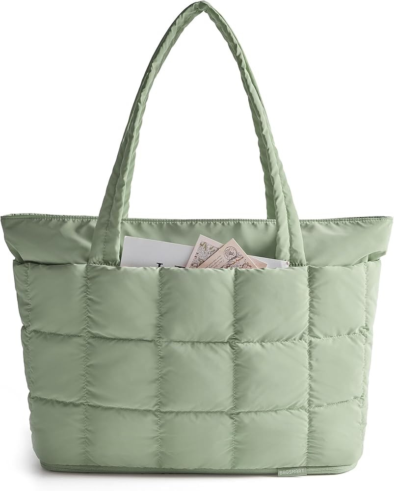 BAGSMART Expandable Tote Bag for Women, Puffer Work Tote Handbag, Quilted Carry On Bag for Travel... | Amazon (US)