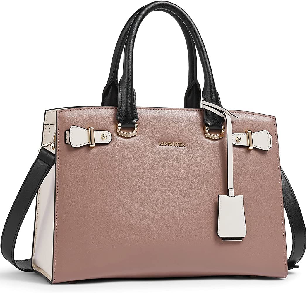 BOSTANTEN Women Leather Handbag Designer Satchel Purses Top Handle Shoulder Totes Crossbody Bag | Amazon (US)