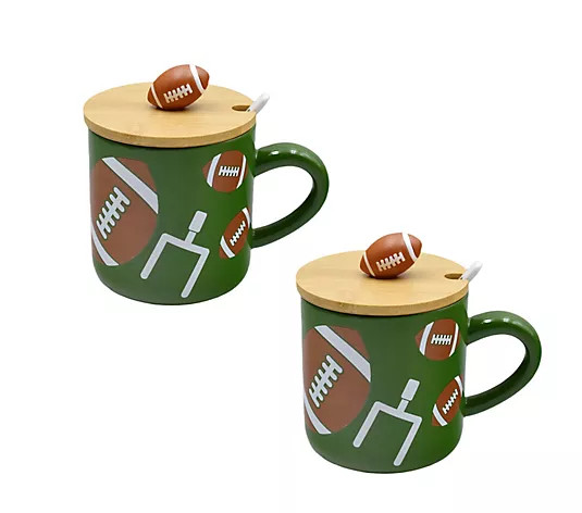 Temp-tations Special Edition S/2 20-oz Mugs with Wood Lids and Spoons | QVC