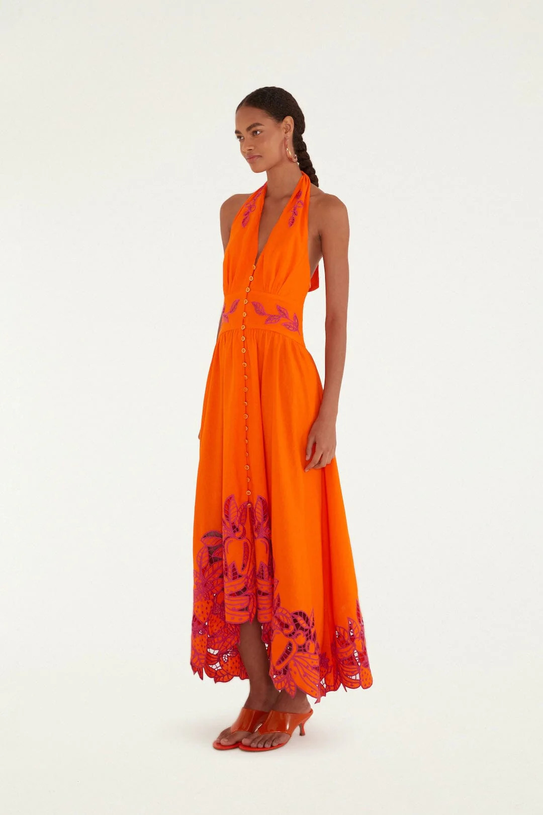Orangee Fruit Richelieu Artisanal Lenzing Ecovero Euroflax Maxi Dress | FARM Rio | FarmRio (US)