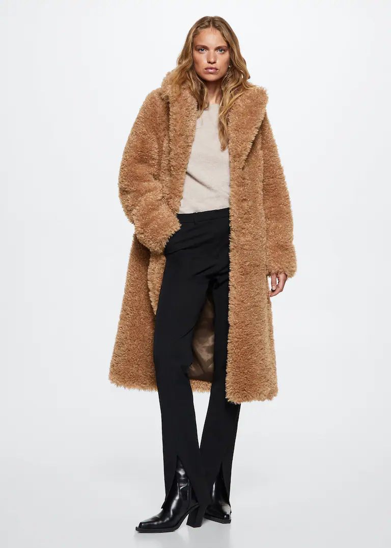 Fur bouclé coat -  Women | Mango USA | MANGO (US)