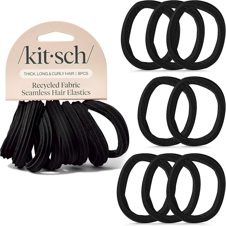 Kitsch Hair Ties No Damage - Strong, Stretchy Hair Bands | Soft Nylon Ponytail Holders, Snag-Free... | Amazon (US)