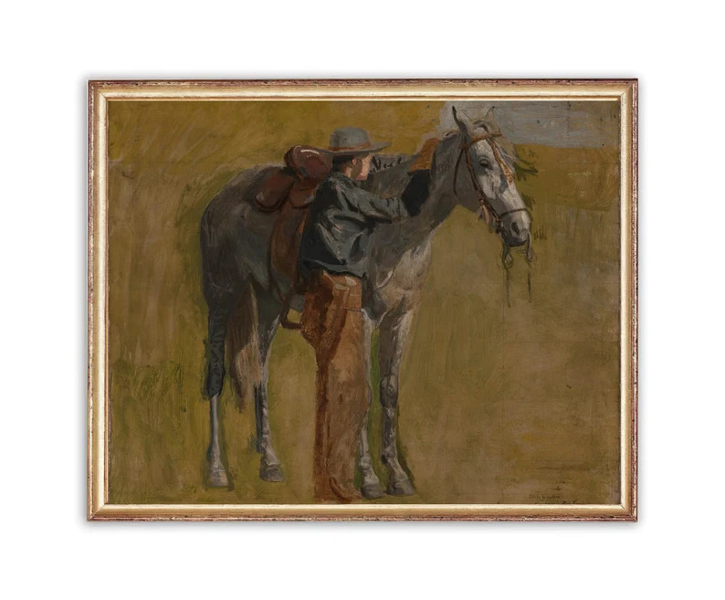 Vintage Horse Equestrian Painting  Antique Old West Cowboy | Etsy | Etsy (US)