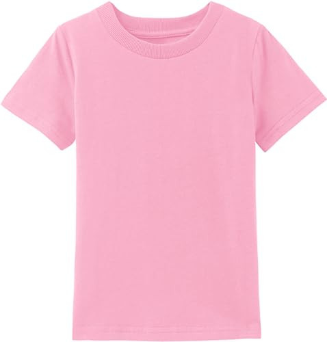 COSLAND Kids Plain Tshirts Boys Short Sleeve Shirt, Pink, X-Small | Amazon (US)