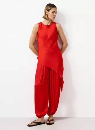 Buy Black Satin Asymmetric Hem Co-ord Top 20 | Tops | Tu | Tu Clothing