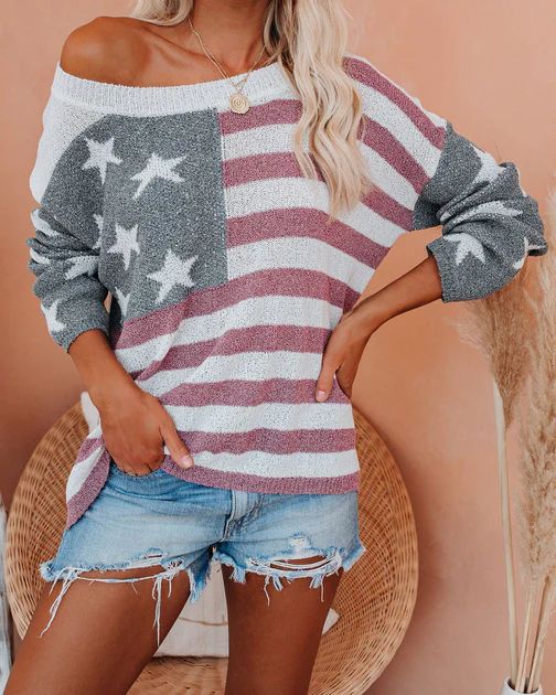 Party In The Usa Relaxed Knit Pullover | VICI Collection