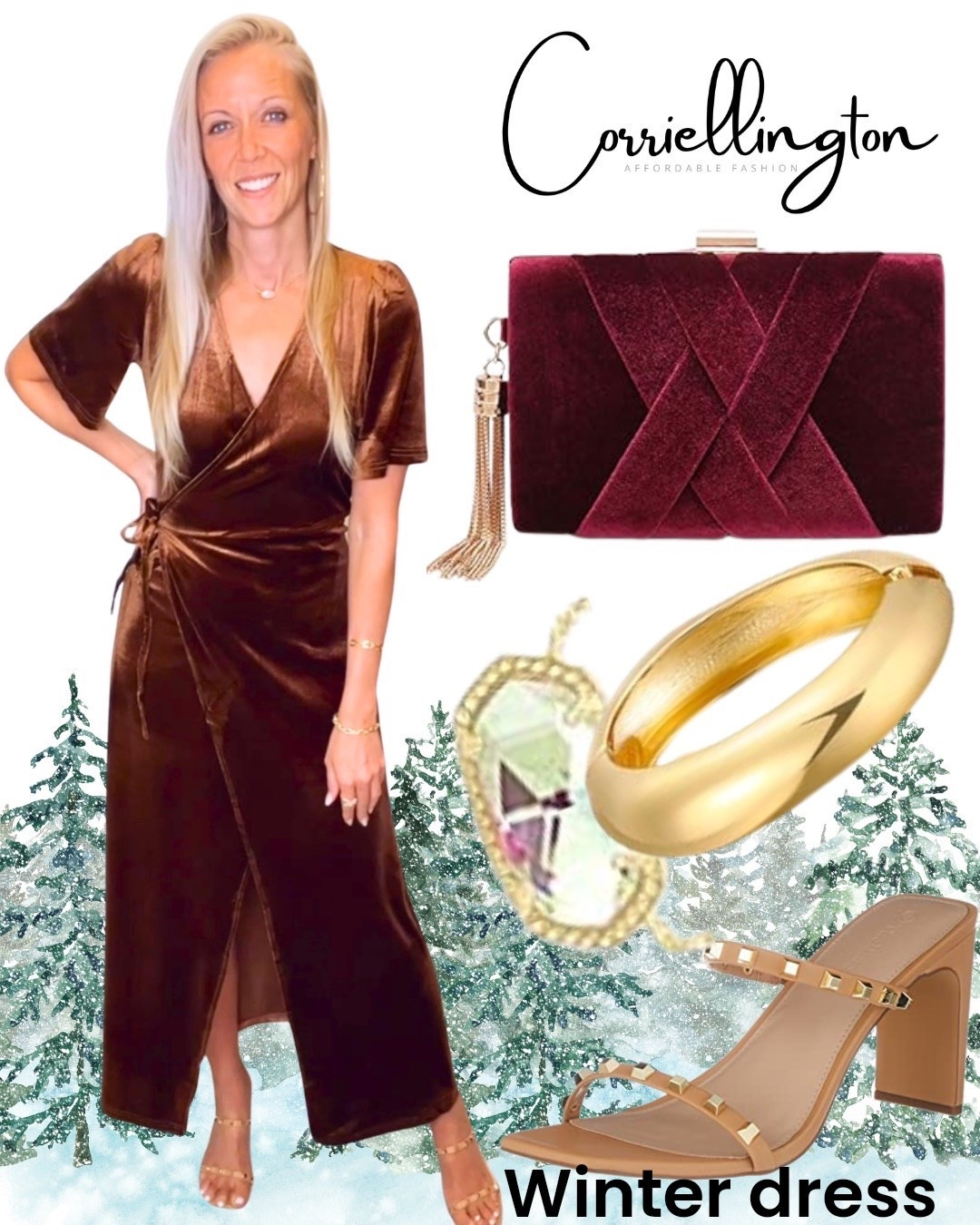 Wearing size small in the velvet dress!
Winter dress for holiday formal
Chocolate Brown velvet dress with burgundy purse 

#LTKOver40 #LTKHoliday #LTKWedding