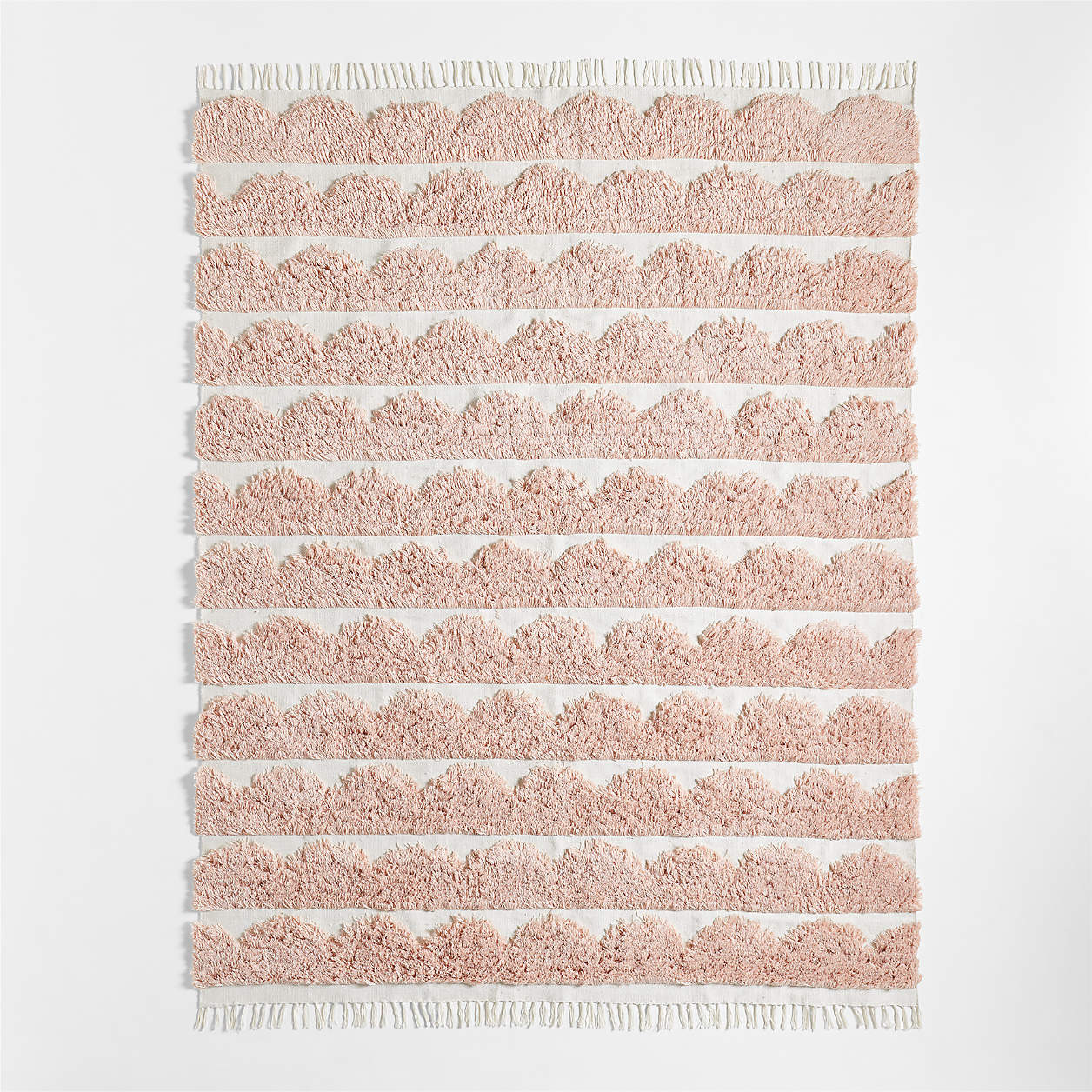 Hi/Low Scallop Elegant Pink Flatweave Kids Performance Area Rug 5'x8' + Reviews | Crate & Kids | Crate & Barrel