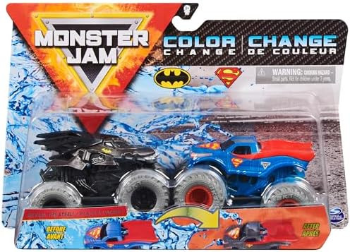 Monster Jam, Official Batman Vs. Superman Color-Changing Die-Cast Monster Trucks, 1:64 Scale | Amazon (US)