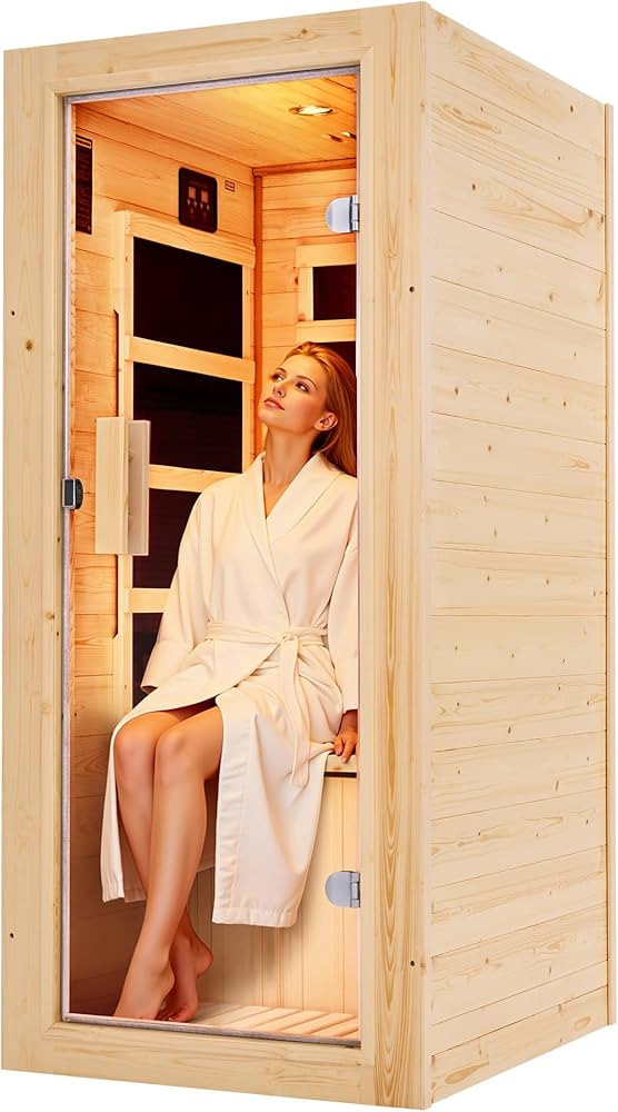 Albott Infrared Sauna 1 Person, Infrared Saunas for Home, 110V Spruce Wood Dry Sauna with Foot Wa... | Amazon (US)
