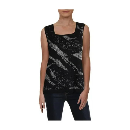 Kasper Womens Metalic Sweater Tank Sleeveless Blouse Top Metallic Large | Walmart (US)